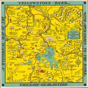 1936 Jolly Lindgren Pictorial Map of Yellowstone National Park (Silkscreened)