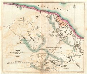 1832 Marshall Map of the Battle of York, Virginia