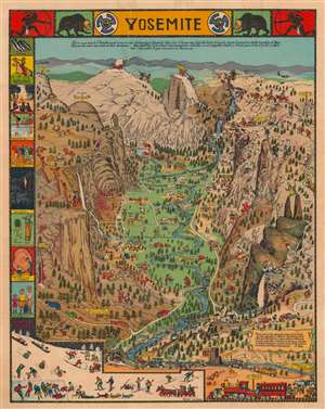 1949 Mora Pictorial Map of Yosemite National Park, California
