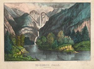 1873 Currier and Ives View of Yosemite Falls, Yosemite National Park, California