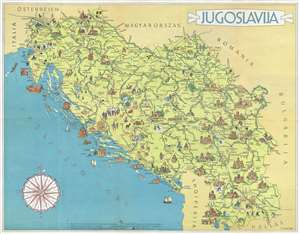 1954 Kopac Pictorial Tourist Map of Yugoslavia