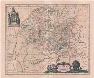1655 Blaeu Map of Yunnan (Iunnan) Province, China