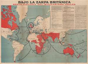 1918 World War I Anti-Britain German-issued Spanish-language Propaganda Map