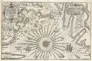 1583 Waghenaer Nautical Chart of Coast of Sweden