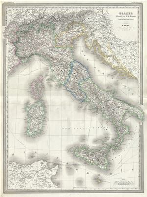 1860 Dufour Map of Italy