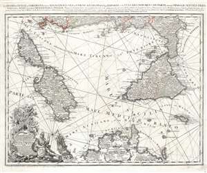 1762 Homann Heirs/ Rizzi-Zannoni Map of Corsica, Sardinia and Sicily