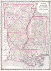 1861 Johnson Map of Mississippi, Louisiana & Arkansas