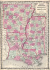 1862 Johnson Map of Louisiana, Mississippi and Arkansas