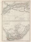 1840 Black Map of South Africa and North Africa