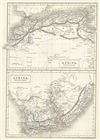 1844 Black Map of North Africa and South Africa