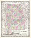 1855 Colton  Map of Alabama