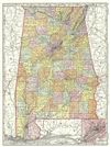1892 Rand McNally Map of Alabama