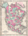 1864 Johnson Map of North America ( Canada, United States, Mexico )