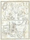 1835 Bradford Map of the Ancient Cities of Athens, Rome, Jerusalem and the Sinai Peninsula