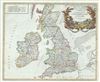 1757 Vaugondy Map of the British Isles (England, Scotland, Ireland) showing Roads