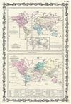 1861 Johnson Map of the World's Industry and Animals