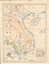 1881 Meiji 14 Rikugun Bunko Map of Vietnam and Cambodia / Indochina