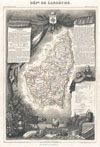 1852 Levasseur Map of the Department L'Ardeche, France