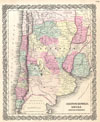 1855 Colton Map of Argentina, Chile, Paraguay and Uruguay