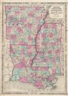 1863 Johnson Map of Arkansas, Mississippi and Louisiana