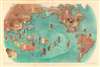 1940 Covarrubias Pictorial Map of Pacific Regional Indigenous Art Forms