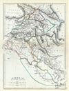 1867 Hughes Map of the Ancient Kingdom of Assyria (Georgia, Iran, Armenia, Turkey)