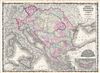 1861 Johnson Map of Austria, Turkey in Europe and Greece