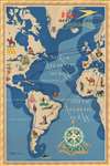 1949 Seymour Pictorial Air Route Map of the World in Hemispheres for B.O.A.C.