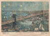 1883 Major Bird's-Eye View of the Brooklyn Bridge Opening Night (New York)