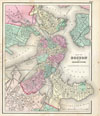 1857 Colton Map of Boston, Massachusetts