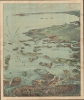 1917 Union News Bird's-Eye View Map of Boston Harbor: Boston to Cape Cod