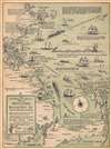 1941 Snow Pictorial Map of Boston Harbor and Massachusetts Bay