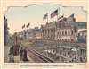 1880 Magnus View of the Elevated Railroad at Bowery and Canal Street, New York City