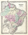 1855 Colton Map of Brazil and Guyana