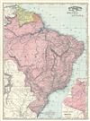 1892 Rand McNally Map of Brazil and Guiana