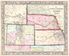1864 Mitchell Map of Colorado, Kansas & Nebraska