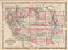 1866 Johnson Map of California, Utah, Nevada, Colorado, New Mexico and Arizona