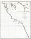 1799 Vancouver Map of the California Coast w/ San Francisco and San Diego Bays