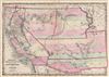 1860 Johnson Map of California, Nevada, Utah, New Mexico and Arizona