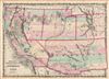 1861 Johnson Map of California, Nevada, Utah, New Mexico, Colorado, and Arizona