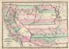 1860 Johnson Map of California, Nevada, Utah, New Mexico and Arizona
