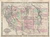 1866 Johnson Map of California, Utah, Colorado, Nevada, Arizona and New Mexico