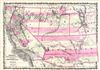 1863 Johnson Map of California, Nevada, Utah, Colorado, New Mexico and Arizona