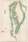1852 U.S. Coast Survey Triangulation Chart of Chesapeake Bay and Delaware Bay