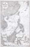 1886 British Admiralty General Chart of the China Sea (China, Philippines, Singapore)