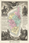 1861 Levasseur Map of Corsica ( La Corse ), France