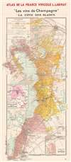 1944 Larmat Map of the Cote des Blancs Champagne Vineyards in France