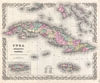 1855 Colton Map of Cuba, Jamaica and Porto Rico