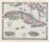 1856 Colton Map of Cuba, Jamaica and Porto Rico