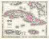 1863 Johnson Map of Cuba, Jamaica and Puerto Rico